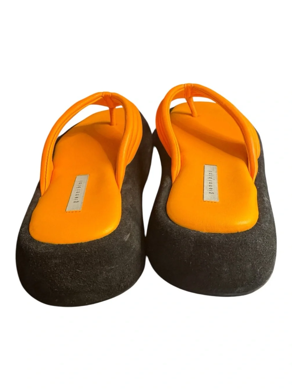 Gianni Bini Wesley Leather Thong Platform Sandals Citral Orange Size 9